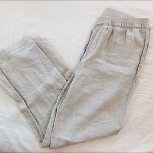 Ellen Tracy Linen Drawstring Pants Beige